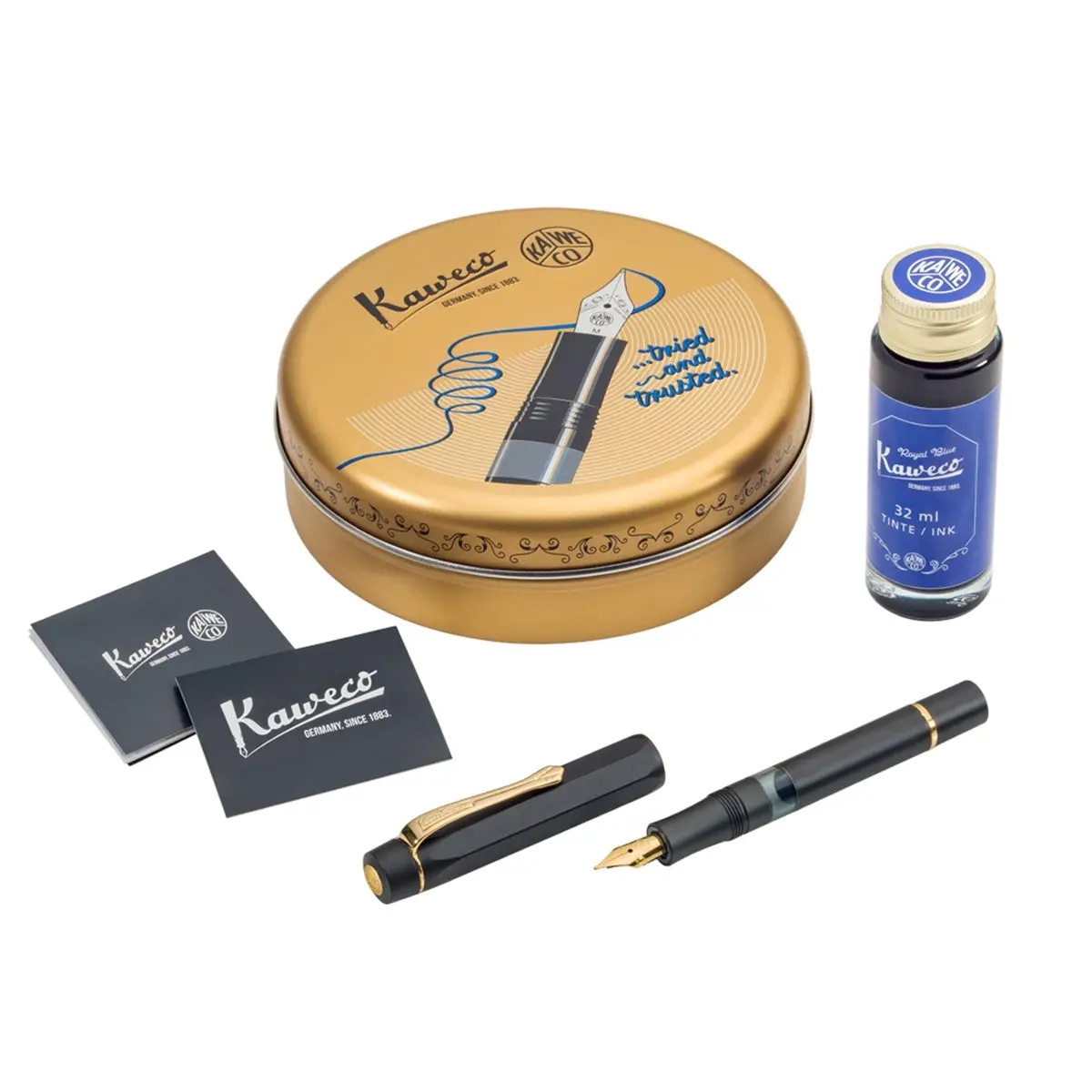 Kaweco, Füller-Set + Tintenglas, Al Sport Starter Set, Schwarz 1