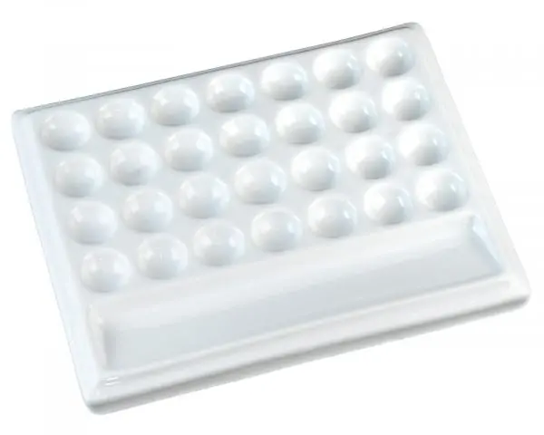 Porzellan Mischpalette Farbmischpalette Mit 29 Näpfen Malpalette 15,5 X 19 Cm 1