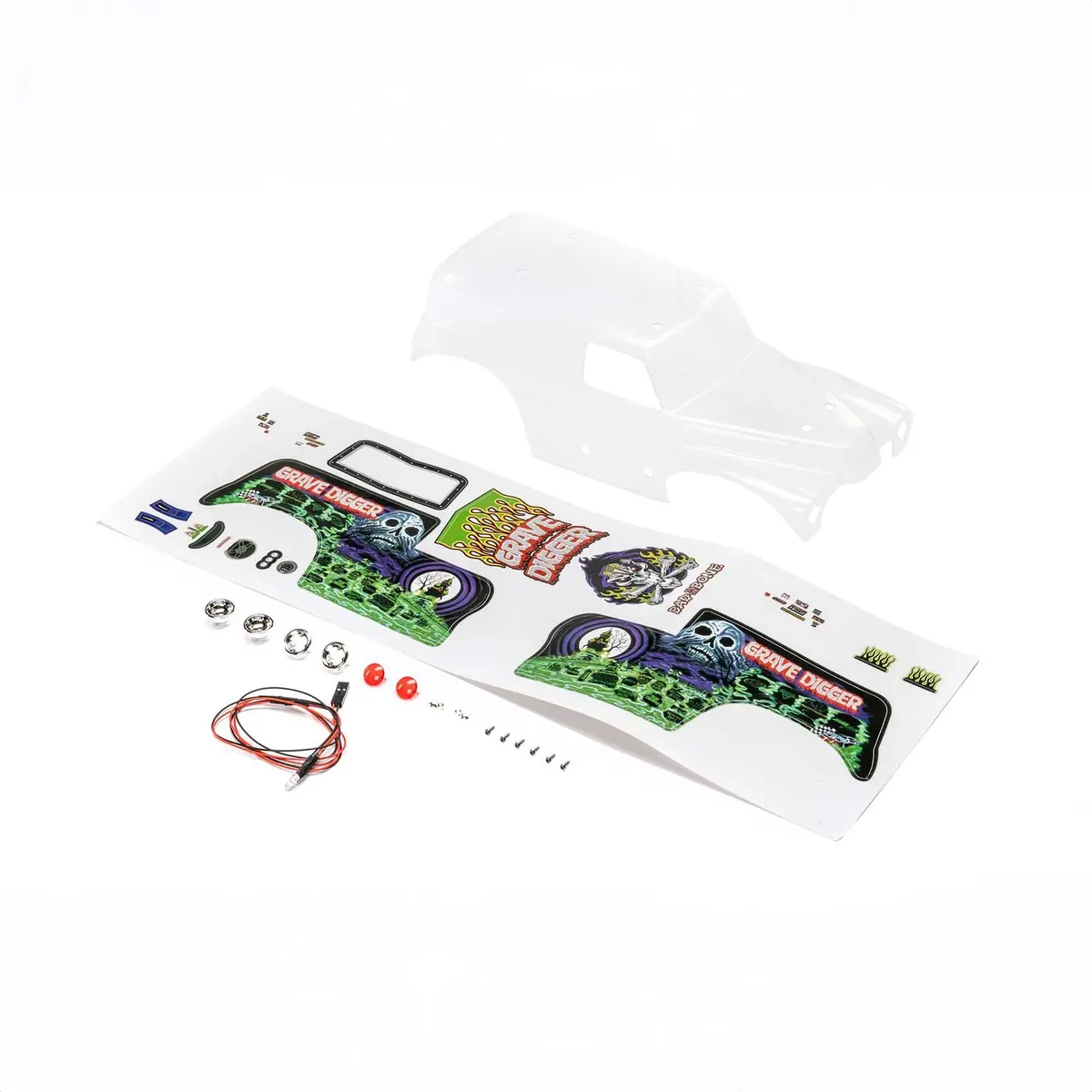 Losi Clear Body Set: Grave Digger: Mini Lmt 1