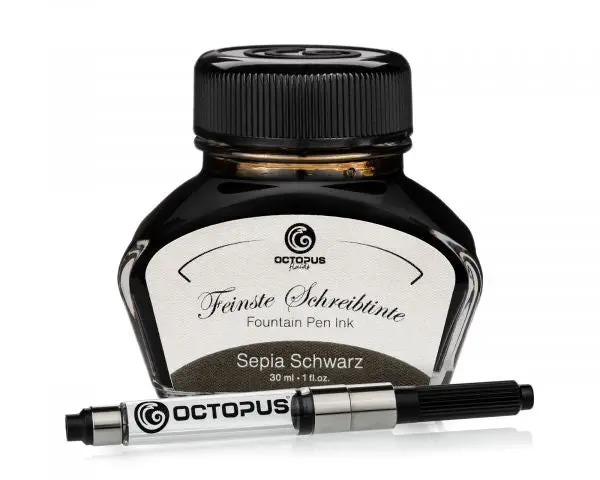 Octopus Fluids Schreibtinte Classic Sepia Schwarz Mit Konverter 1