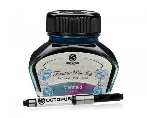 Octopus Fluids Füllhaltertinte Sheen Ink Kollektion Mermaid Petrol Mit Konverter, 30 Ml 1