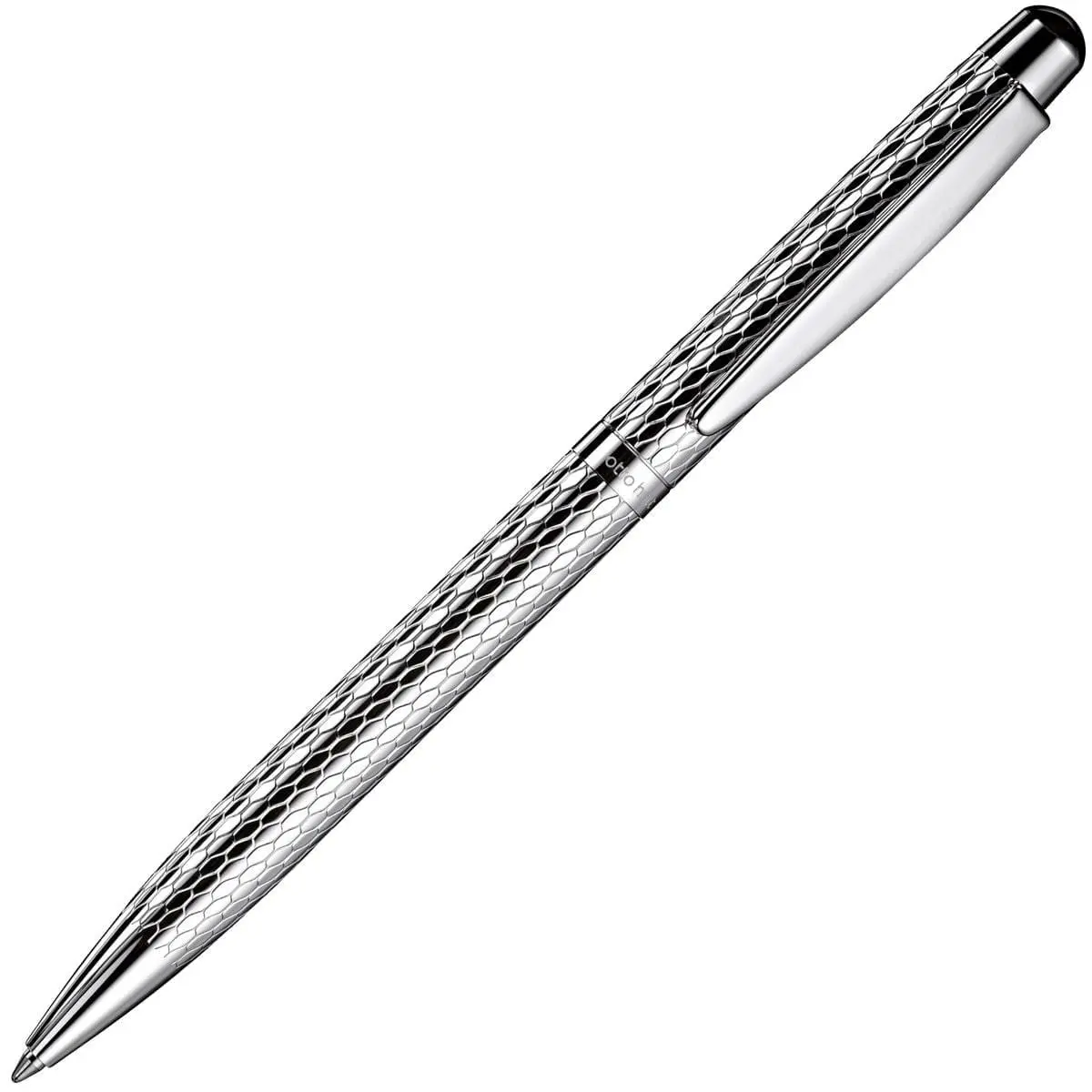 Otto Hutt, Kugelschreiber Design 02, Wabenguilloche, Platiniert, Silber 1