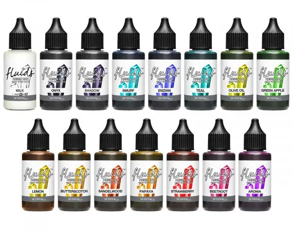 Octopus Fluids Resin Ink Set Für Gießharze 15 Farben Alcohol Ink, Transparent + Pigmentiert, Ltd. Edt. 1
