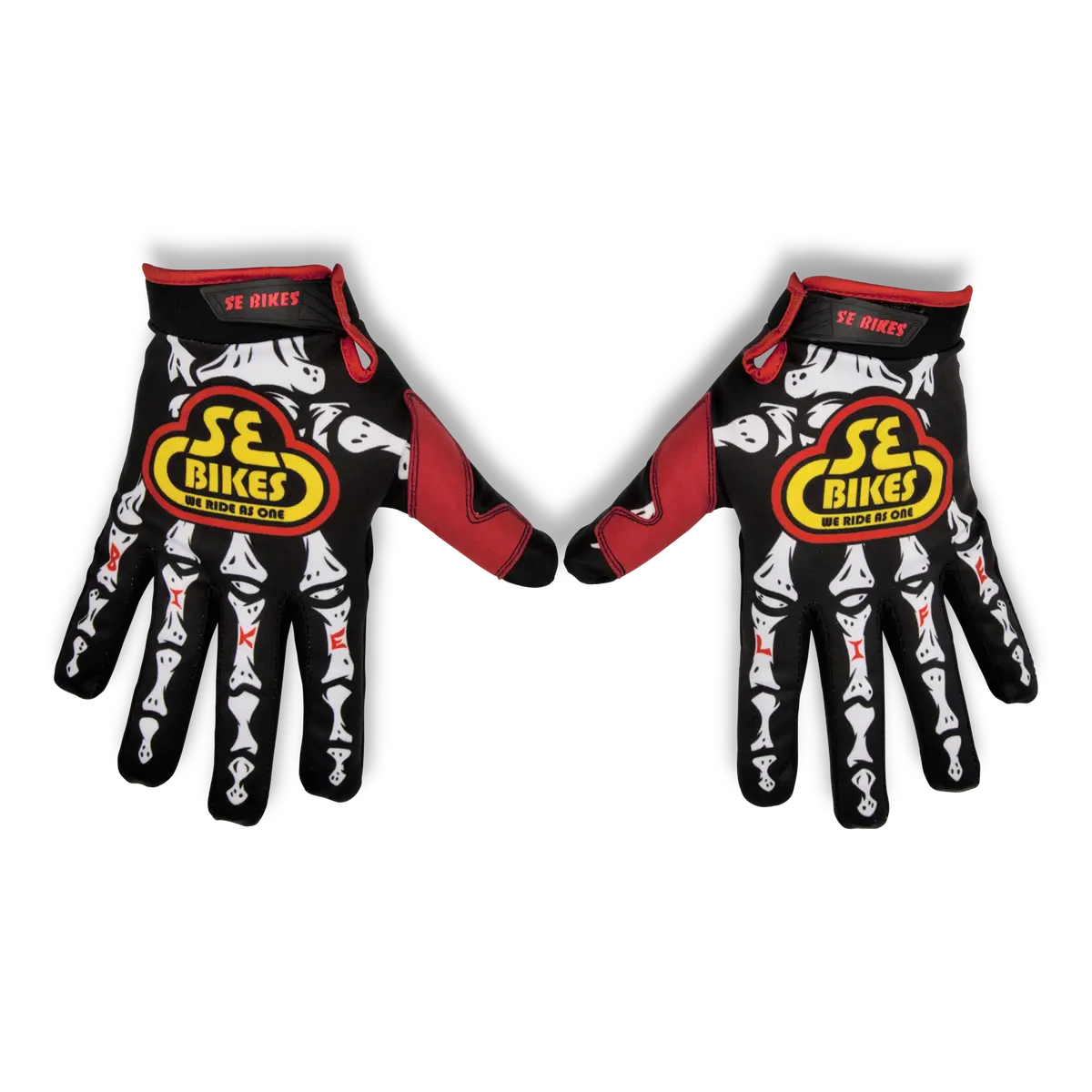Se Bikes Skeleton Bikelife Gloves Large (Black/Red / Yellow) 1