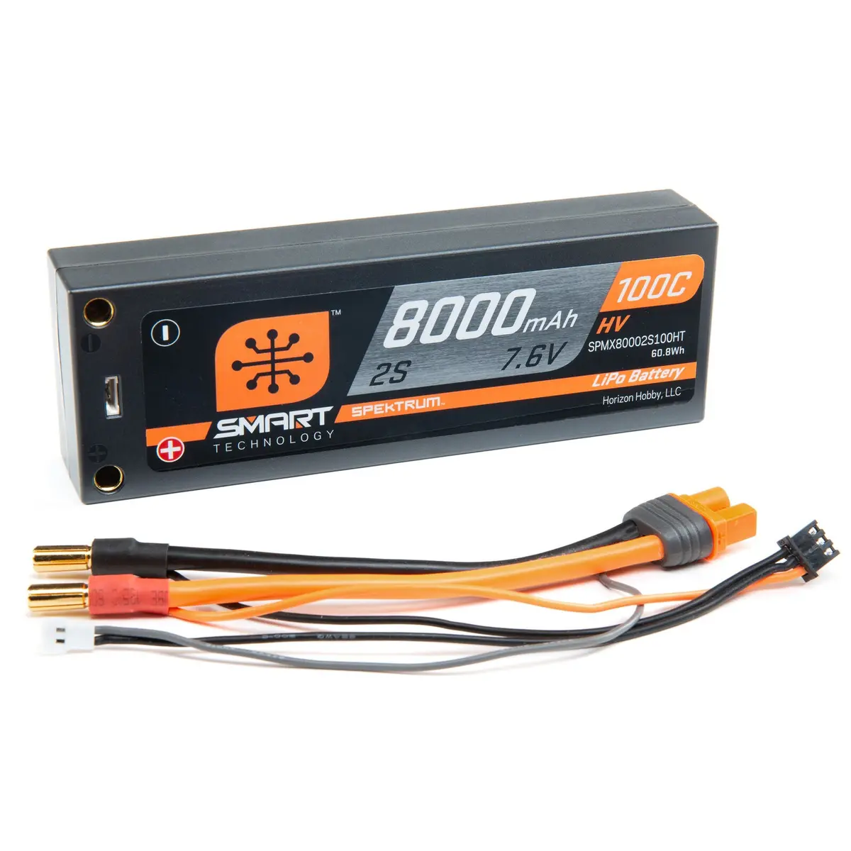 Spektrum Smart 2S 7.6Hv 8000Mah 100C Lipo Battery 5Mm Bullet/Ic3 1