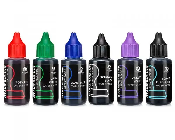 Octopus Fluids Gmbh & Co. Kg Ölfreie Wasserbasierte Stempeltinte Set Schwarz Blau Grün Rot Violett 1
