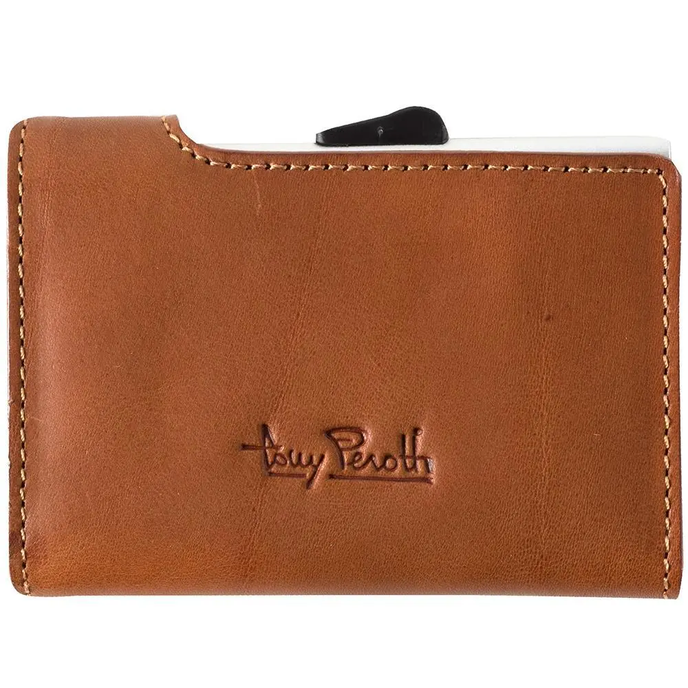 Tony Perotti, Kreditkartenhalter Vegetale, Kreditkartenetui Aluminium Slim Mit Papiergeld Fach, Cognac 1