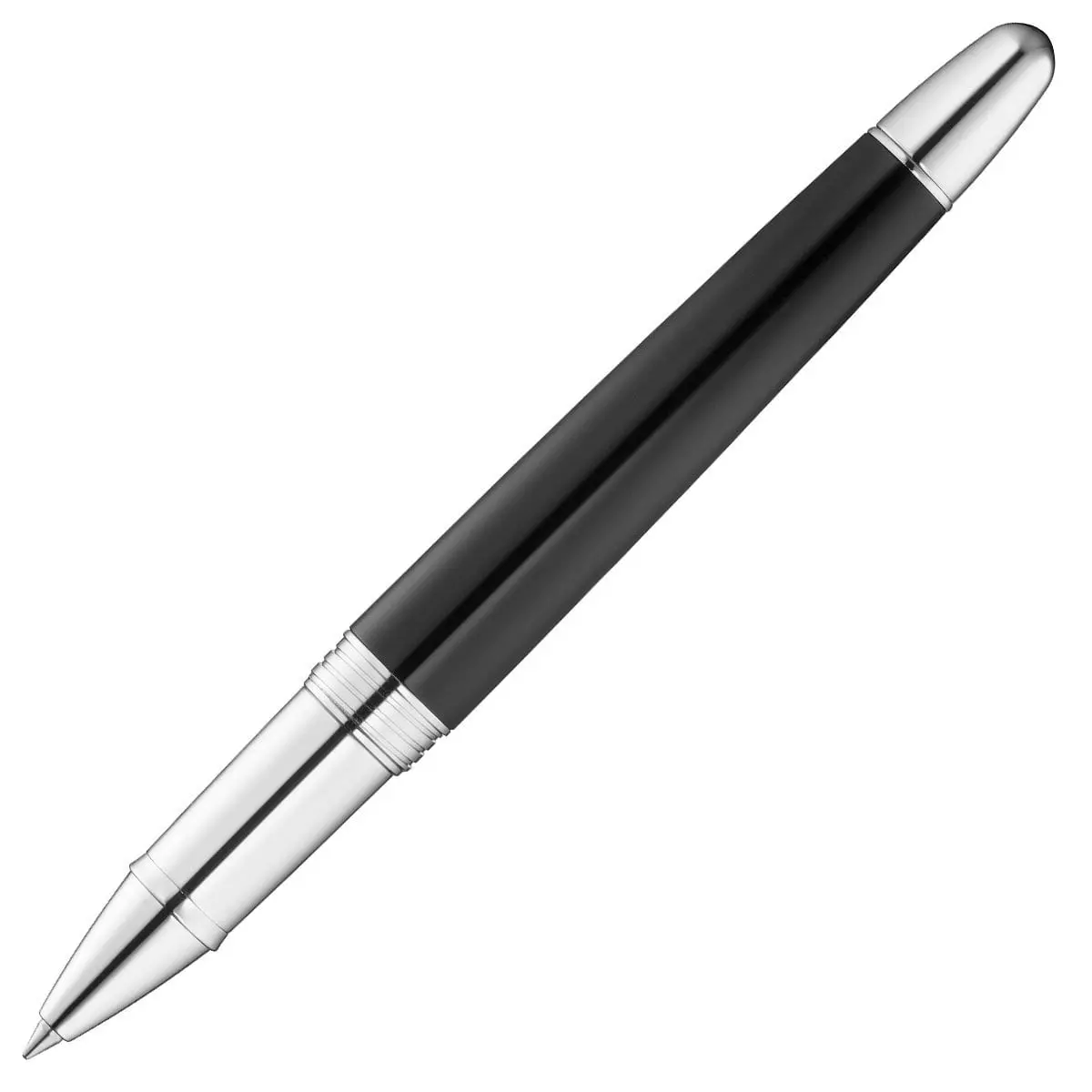 Waldmann, Tintenroller Précieux, Lackiert, Wellenförmiger Diamantschnitt, Schwarz 1