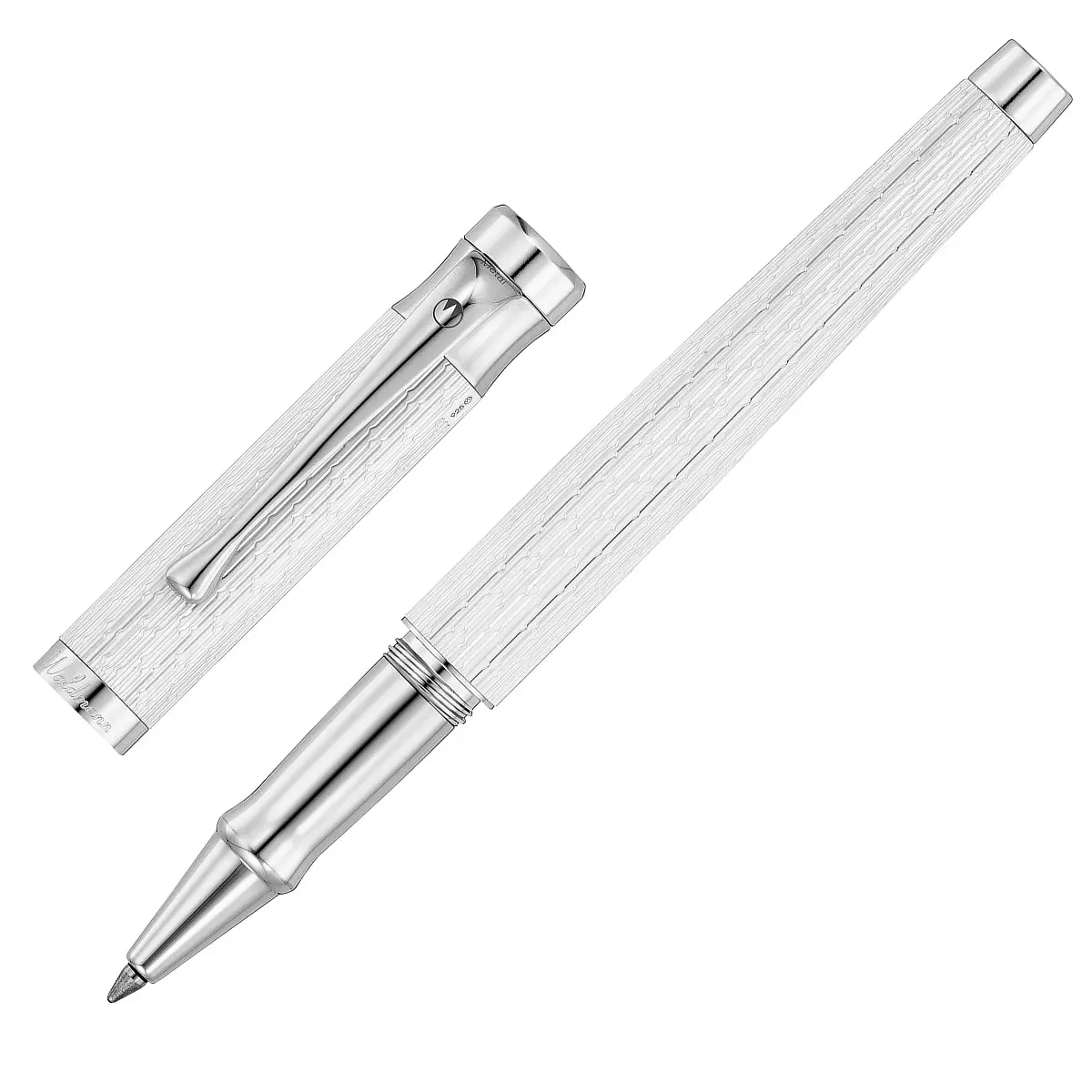 Waldmann, Tintenroller Liberty, Nadelstreifen, Guillochiert, Silber 1