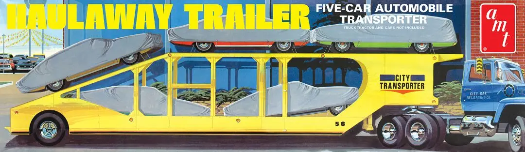 Amt 1/25 Five Car Haulaway Trailer Model Kit 1