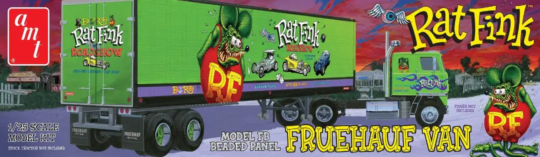 Amt 1/25 Rat Fink Fruehauf Beaded Van Trailer Hauler Model Kit 1