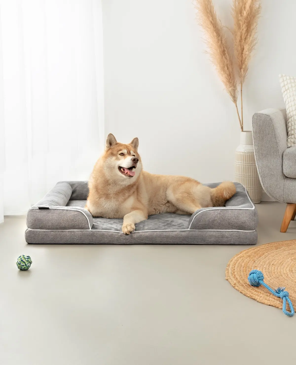 Orthopädisches Hundebett Mit Erhöhtem Rand, Rutschfest 4