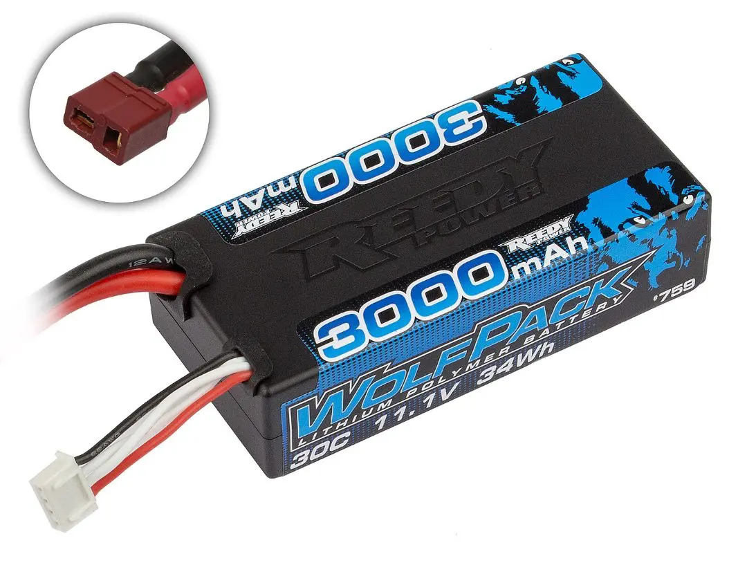 Reedy Wolfpack 3S 11.1V 3000Mah 30C Short Hard Case Lipo Deans 1