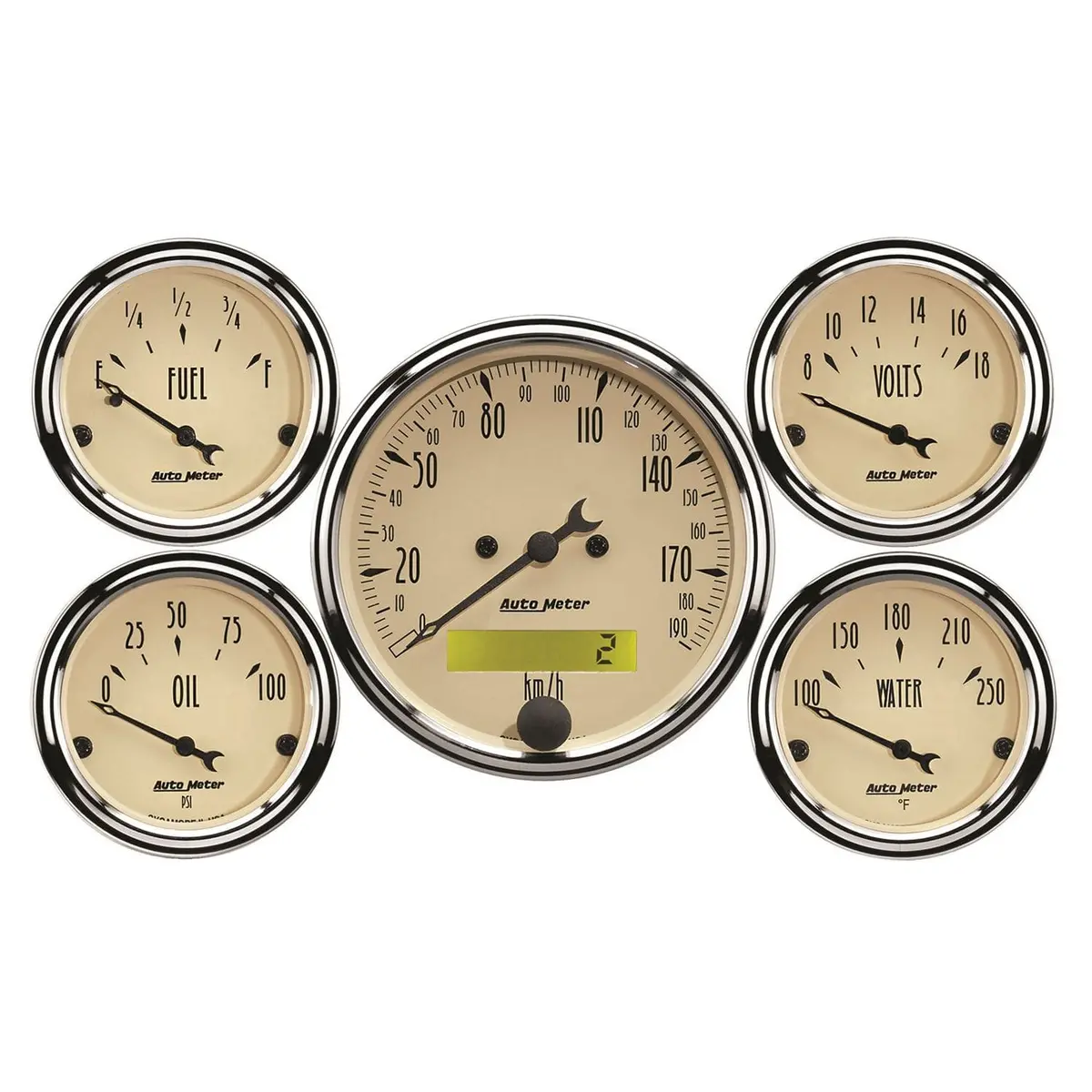 Antique Beige 5-Piece Analog Gauge Kit – Vintage-Style Dashboard (Au1809-M) 1