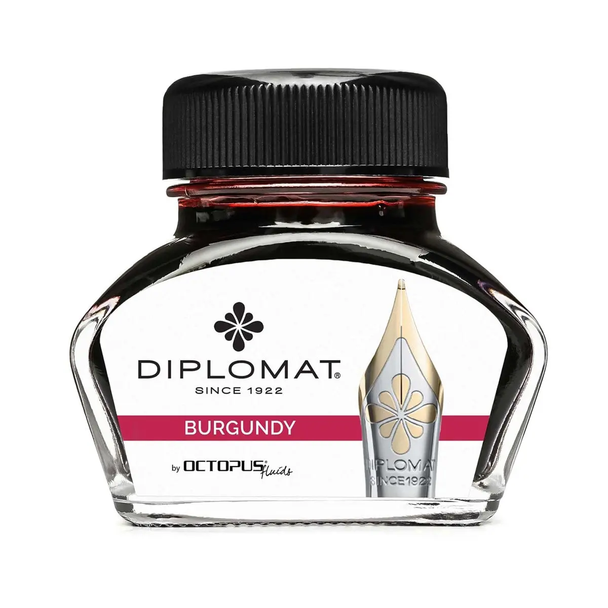 Diplomat, Tintenglas Octupus Ink, 30Ml, Burgunder Rot 1