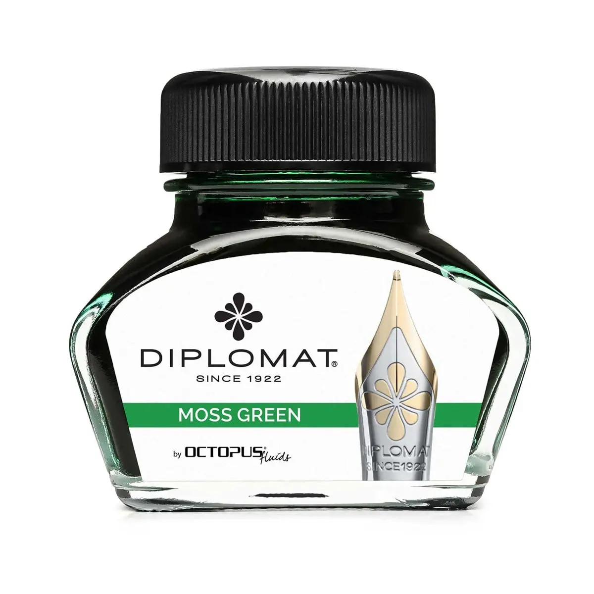 Diplomat, Tintenglas Octupus Ink, 30Ml, Moosgrün 1