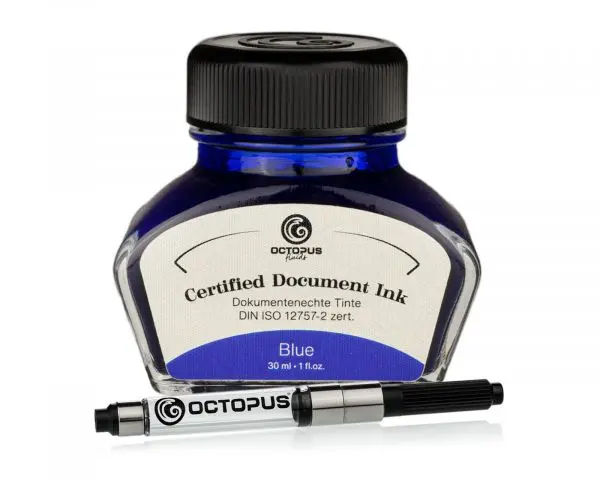 Octopus Fluids Pigmentierte Dokumentenechte Füllhaltertinte Document Inks Blue Mit Konverter Lt. Edt. Din Iso 12757-2 Blau 1