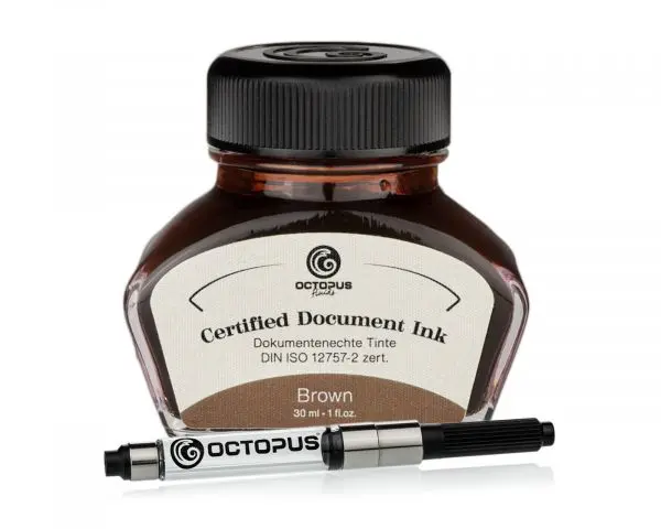 Octopus Fluids Dokumentenechte Füllhaltertinte Document Inks Brown Mit Konverter Zertifiziert Din Iso 12757-2 30 Ml 1