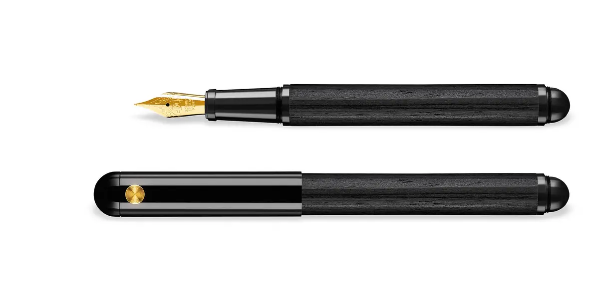 E+M Holzprodukte Gmbh Füllfederhalter Contract Black Schwarzchrom-Auflage, Schwarz 1