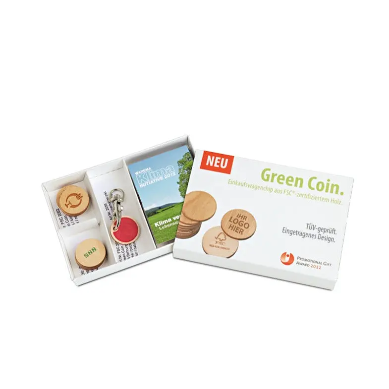 E+M Holzprodukte Gmbh Einkaufswagen-Chips Green Coin 1