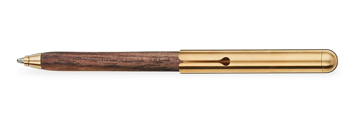 E+M Holzprodukte Gmbh Kugelschreiber Style Messing Roh, Natur 1
