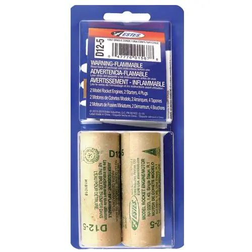 Estes Single Stage Rocket Engines W/Starters And Plugs: D12-3 (2Pcs) 1