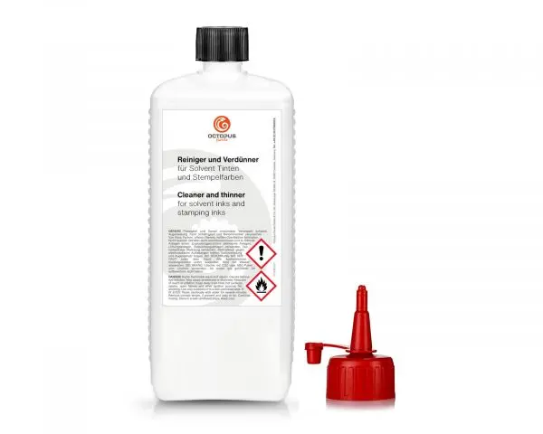 Octopus Office Reiniger Und Verdünner Für Solventbasierte Tinten Und Stempelfarben Flasche Mit Rotem Spritzverschluss 1