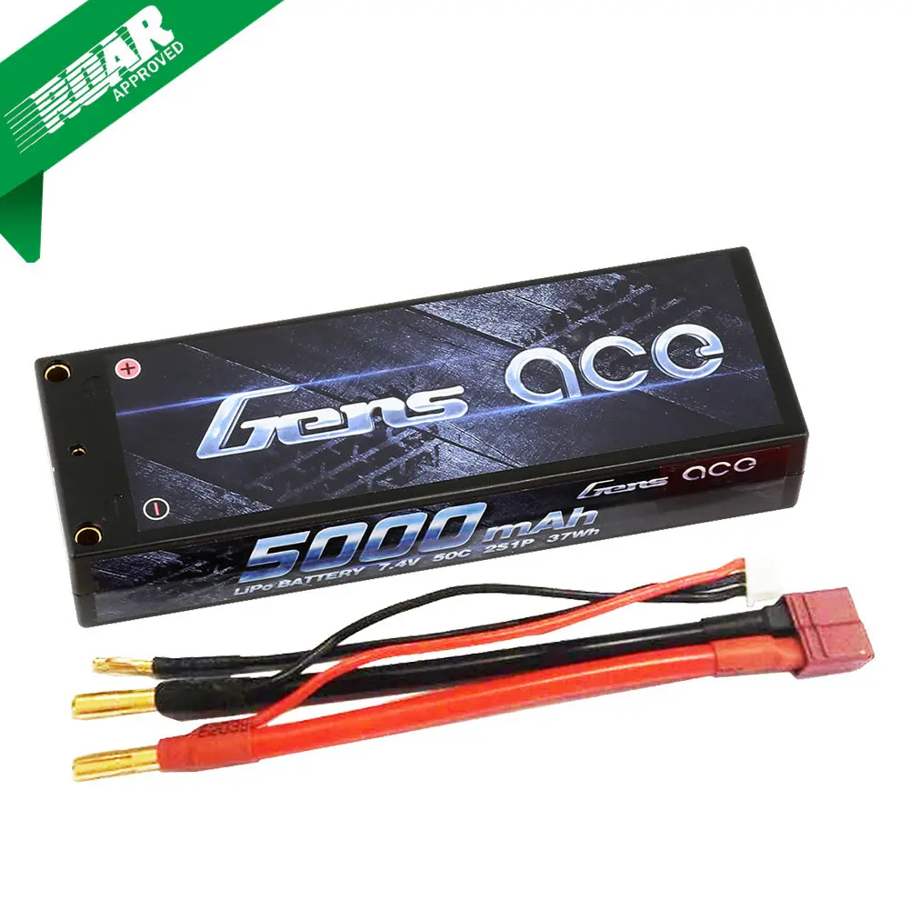 Gens Ace 2S 7.4V 5000Mah 50C Lipo Battery: 4.0Mm Bullets/Deans 1