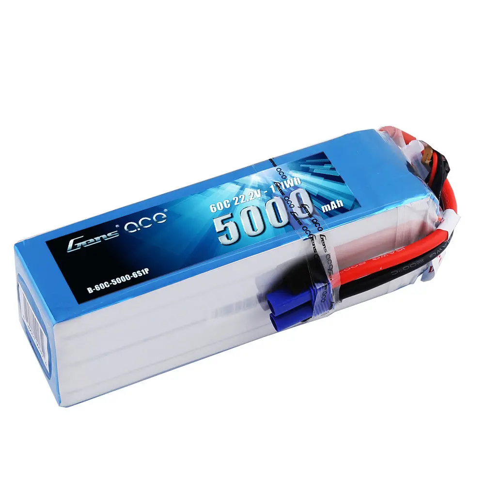 Gens Ace 6S1p 22.2V 5000Mah 60C Lipo Battery: Ec5 1