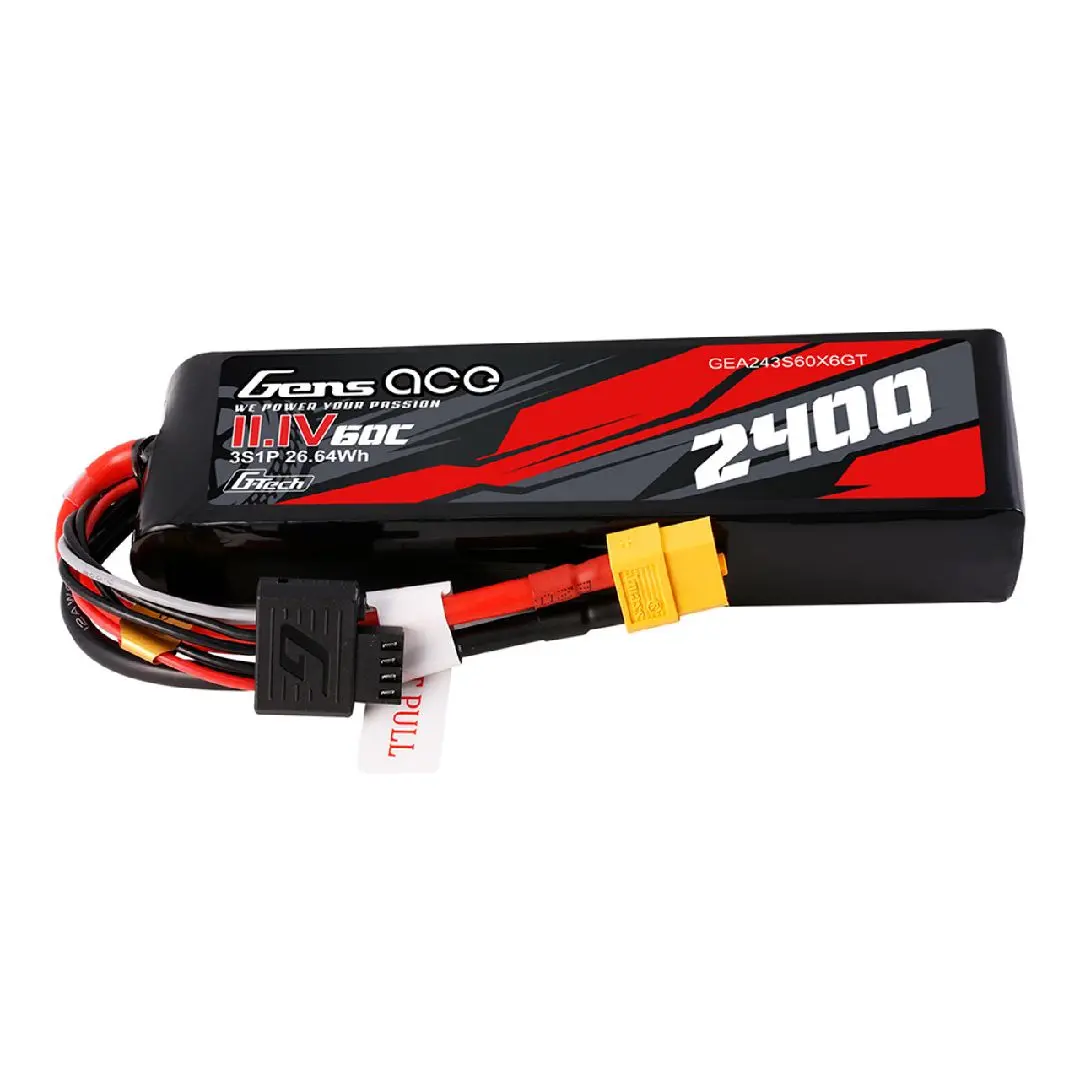 Gens Ace G-Tech 2400Mah 3S1p 11.1V 60C Lipo Pack W/ Xt60 1