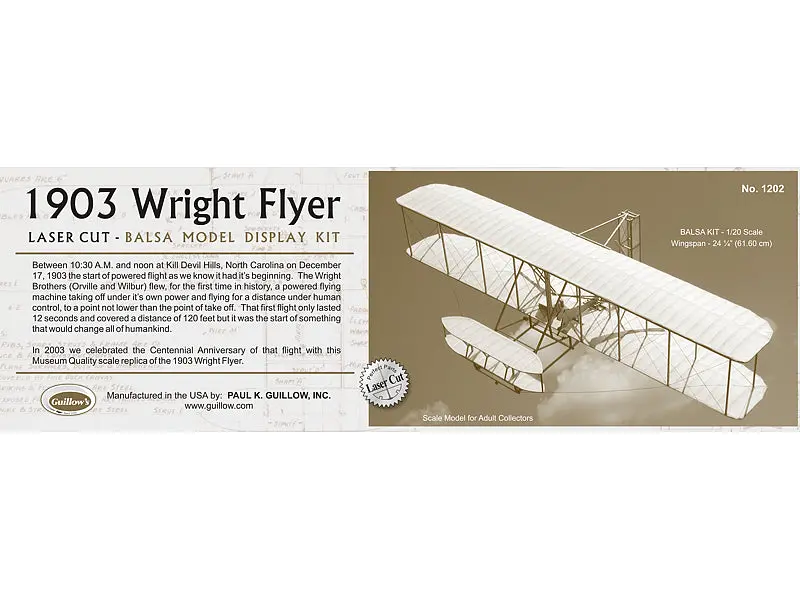 Guillows 1903 Wright Flyer 1/20 Wooden Model Kit 1