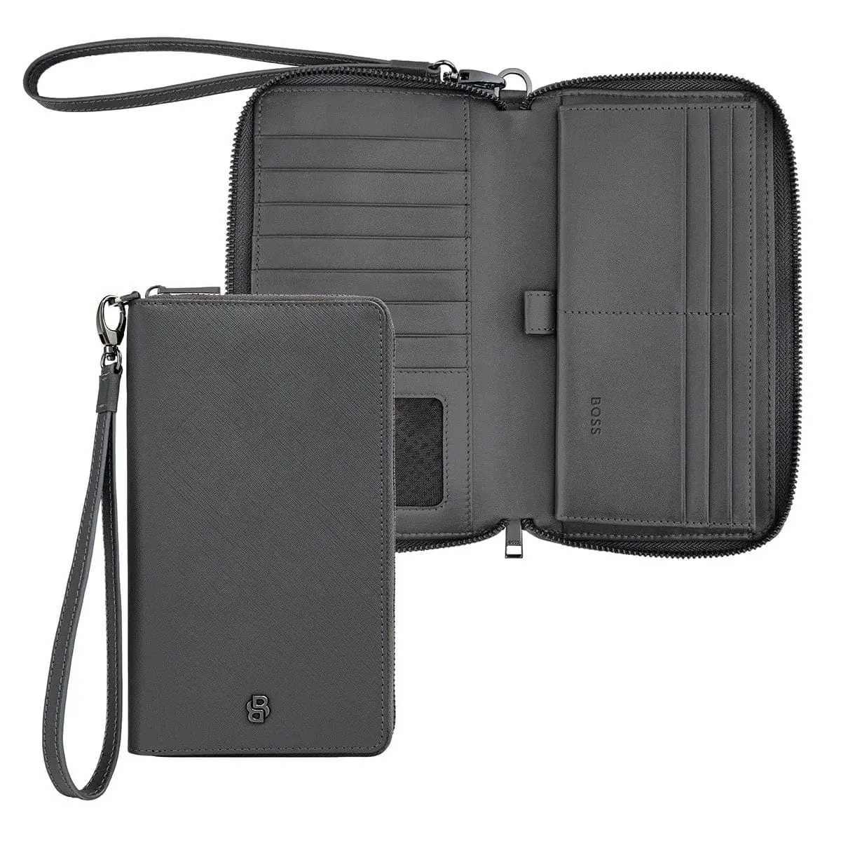 Hugo Boss Brieftasche Double B Saffiano, Gunmetal 1
