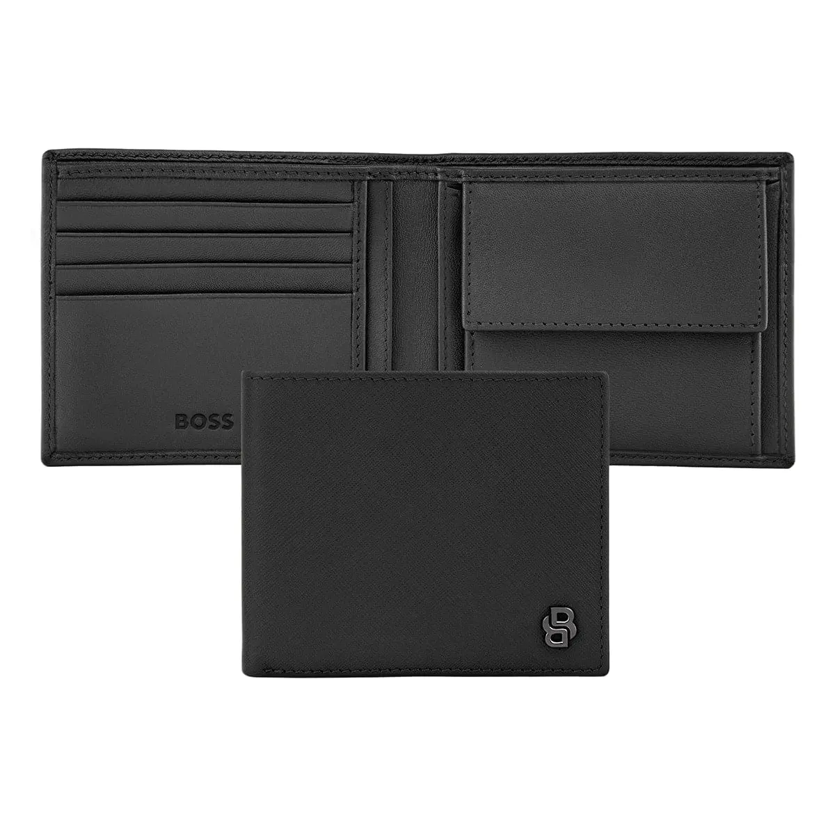 Hugo Boss Brieftasche Double B Saffiano, Klappe, Gunmetal 1