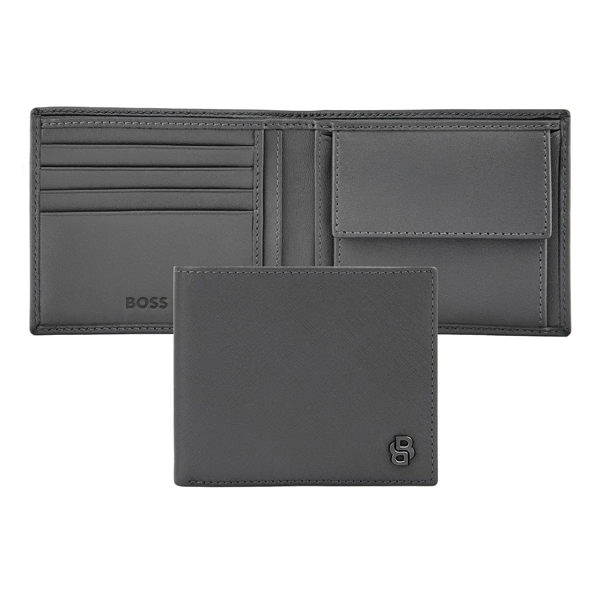 Hugo Boss Brieftasche Double B Saffiano, Klappe, Gunmetal 1