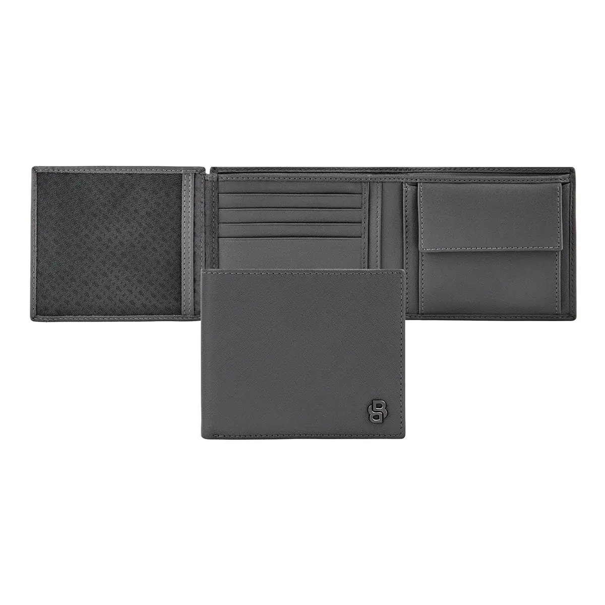Hugo Boss Brieftasche Double B Saffiano, Klappe, Gunmetal 1