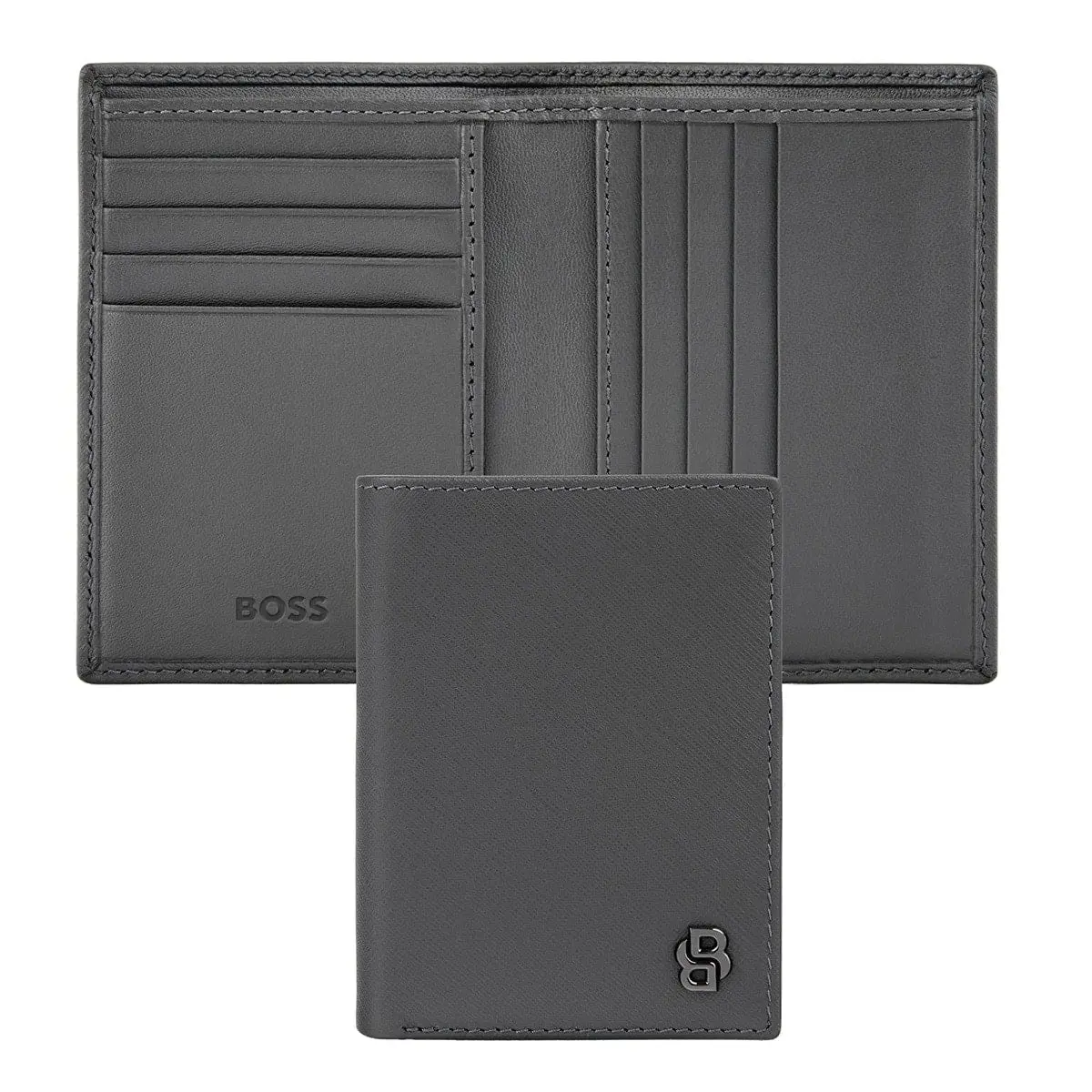 Hugo Boss Doppelkartenhalter Double B Saffiano, Gunmetal 1