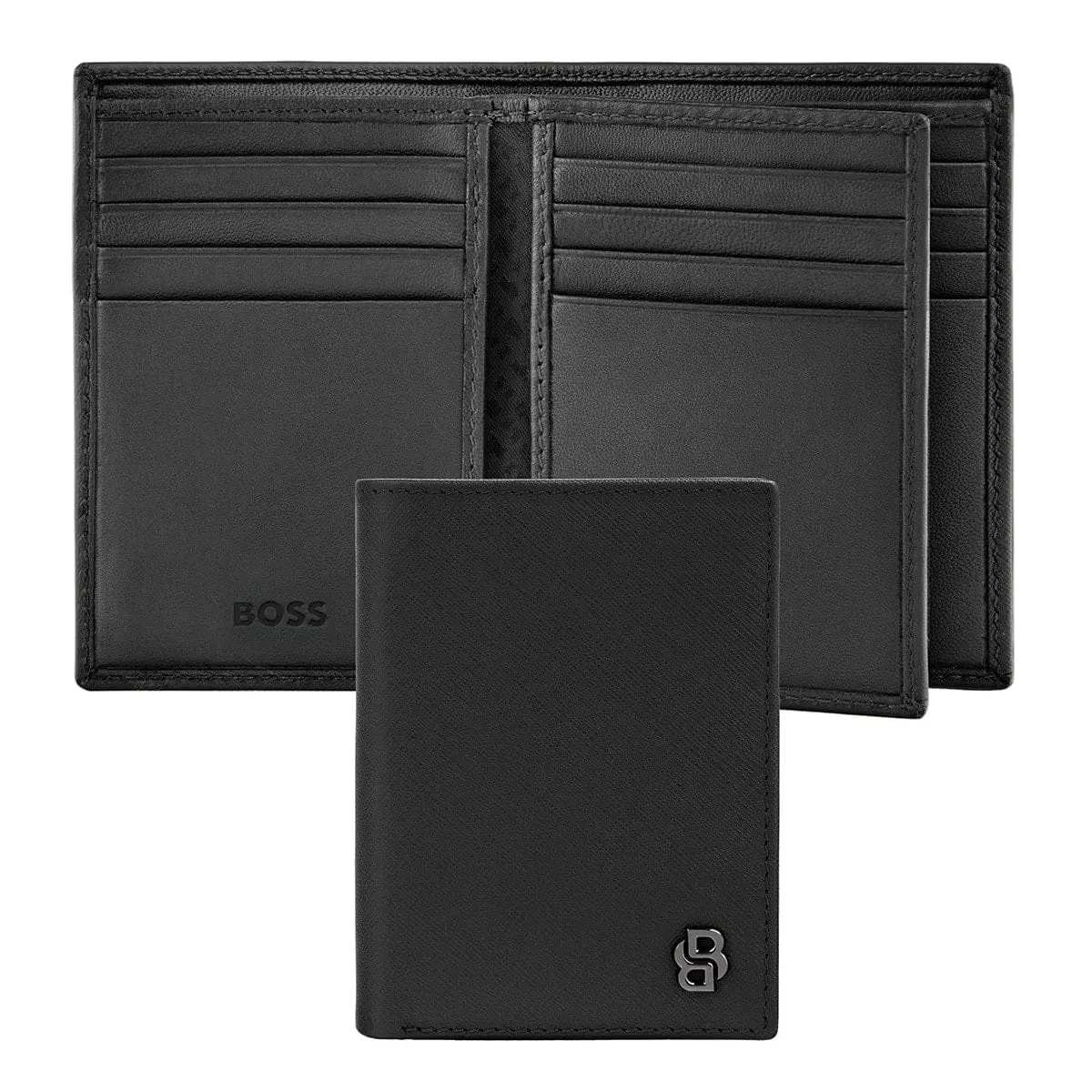 Hugo Boss Kartenetui Double B Saffiano, Umschlag, Gunmetal 1