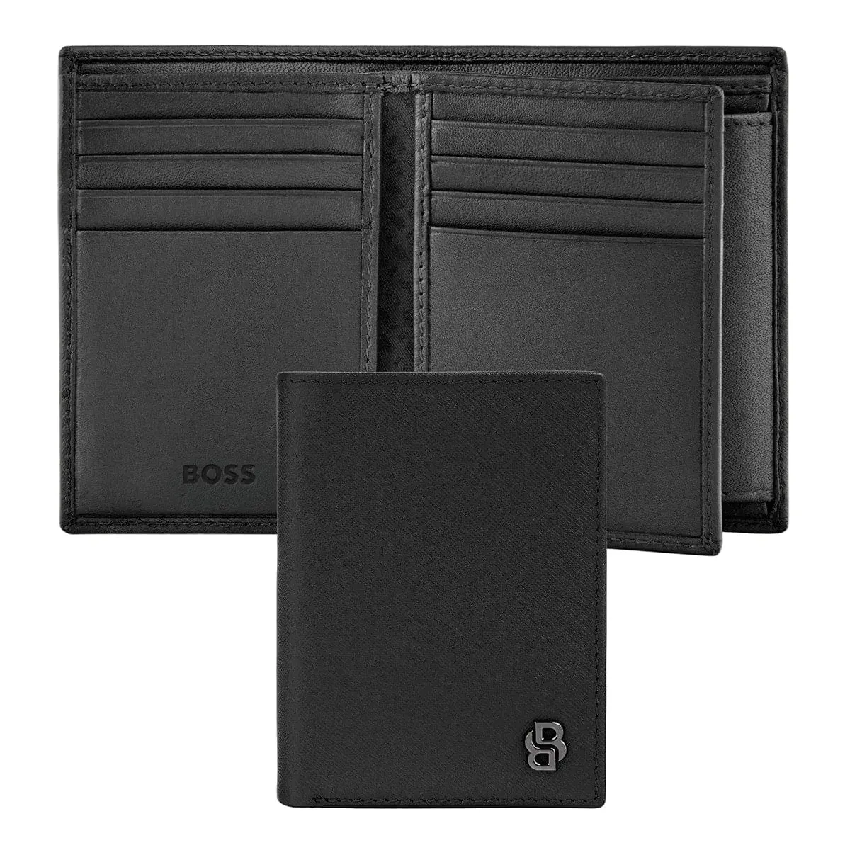 Hugo Boss Kartenetui Double B Saffiano, Umschlag, Gunmetal 1