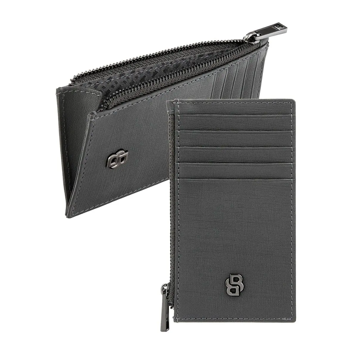 Hugo Boss Kartenetui Double B Saffiano, Zip, Gunmetal 1