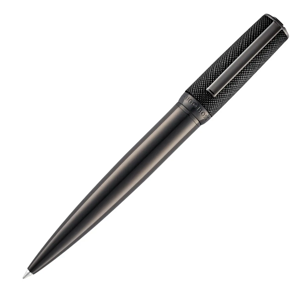 Hugo Boss Kugelschreiber Double B Saffiano, Gunmetal, Leder, Gunmetal 1