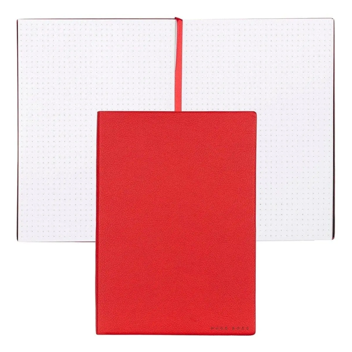 Hugo Boss, Notizbuch Essential Storyline, A5 Dotted Weiss, Rot 1