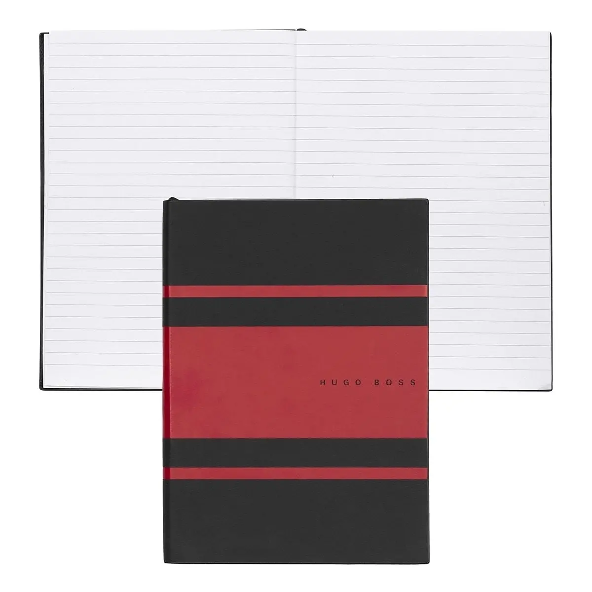 Hugo Boss, Notizbuch Essential Gear, A5 Liniert Weiss, Rot 1