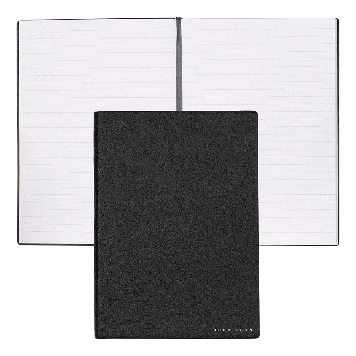 Hugo Boss, Notizbuch Essential Storyline, A5 Liniert Weiss, Schwarz 1