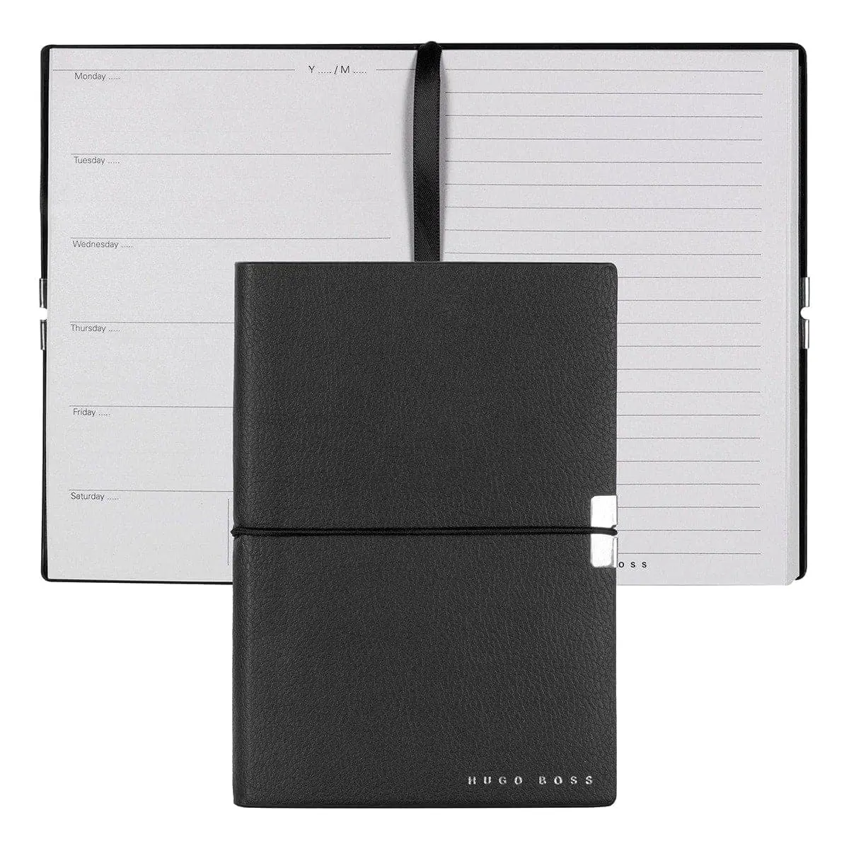 Hugo Boss, Notizbuch Elegance Storyline, A6 Agenda Weiss, Schwarz 1