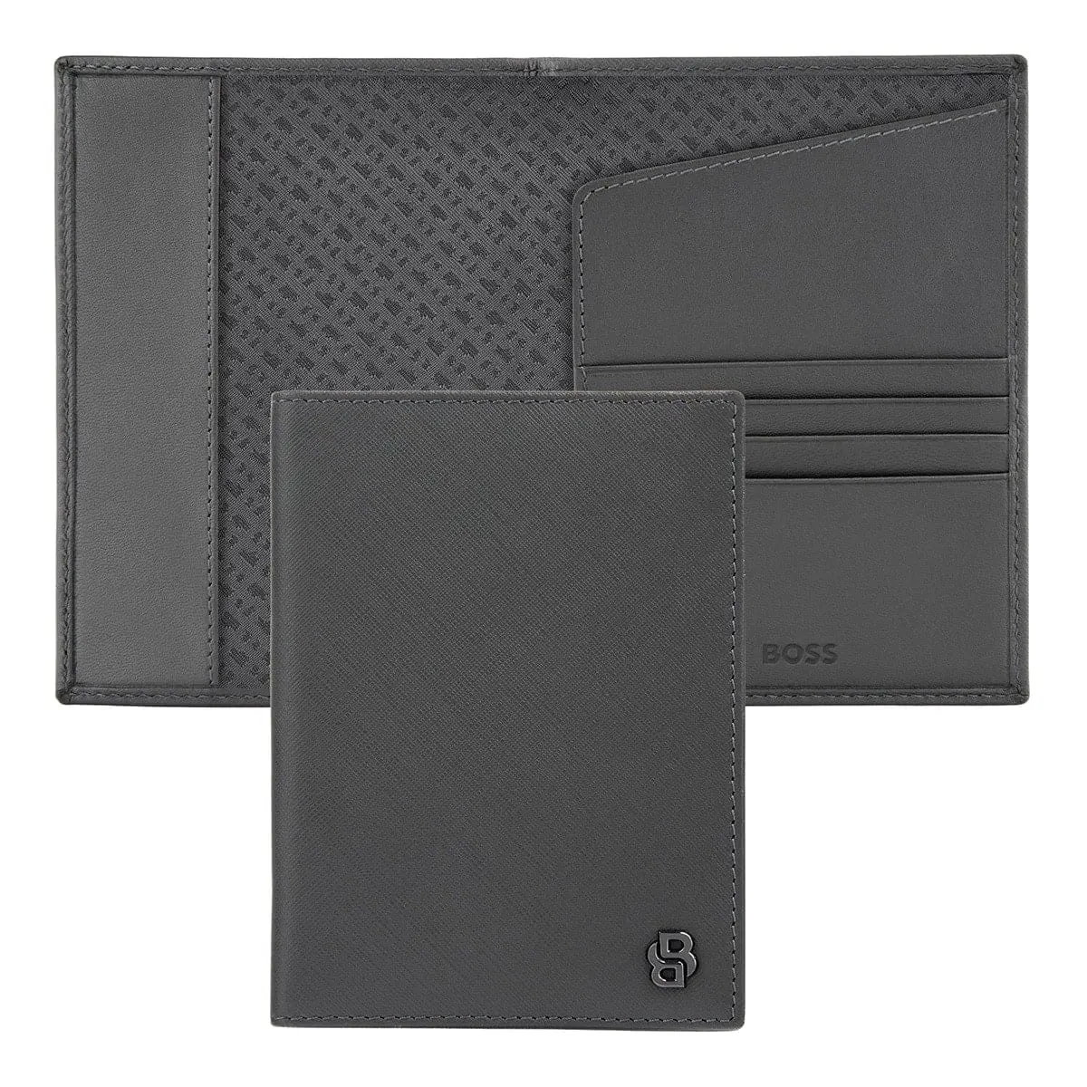 Hugo Boss Reisebrieftasche Double B Saffiano, Gunmetal 1
