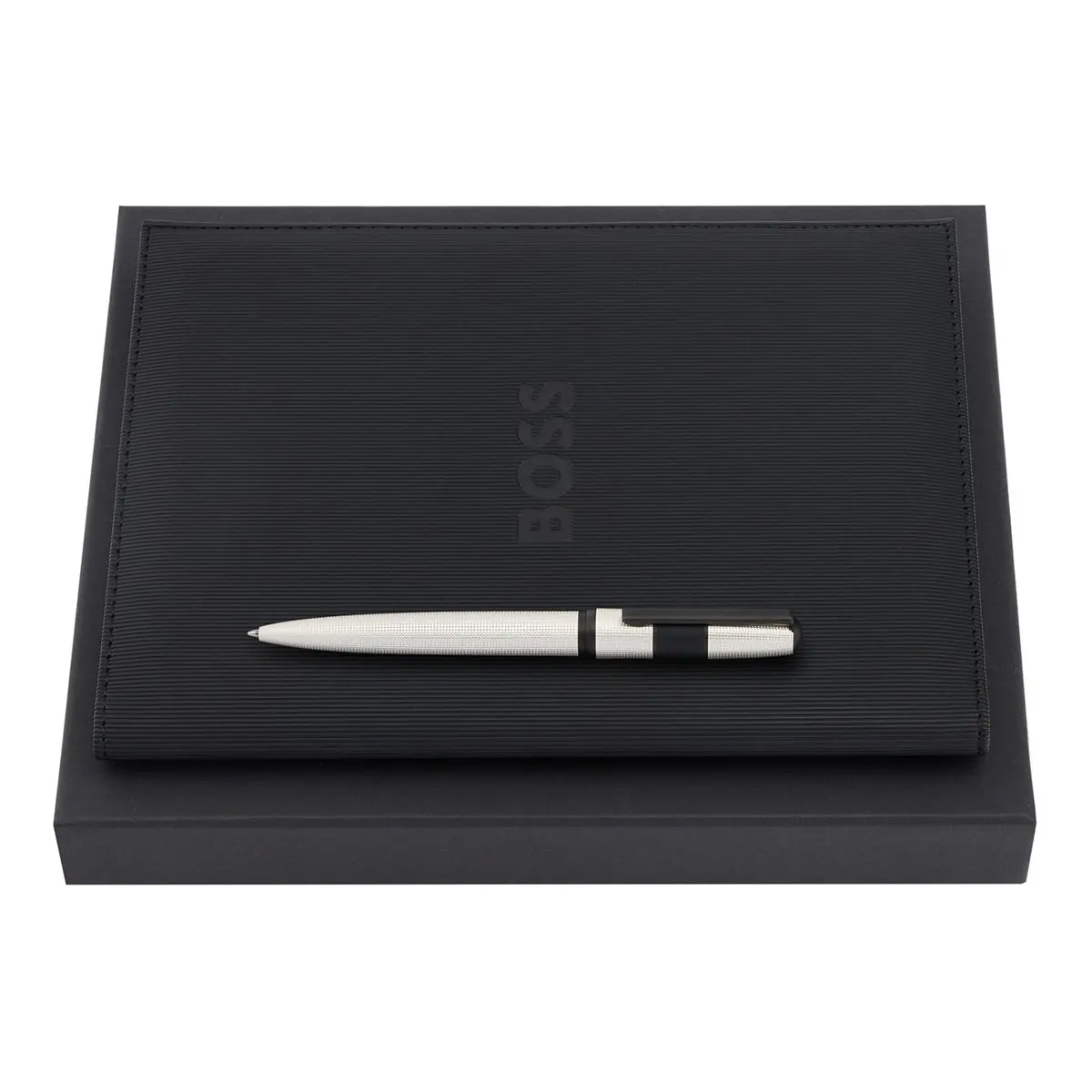 Hugo Boss Kugelschreiber, A5 Schreibmappe Grid Weiss 1