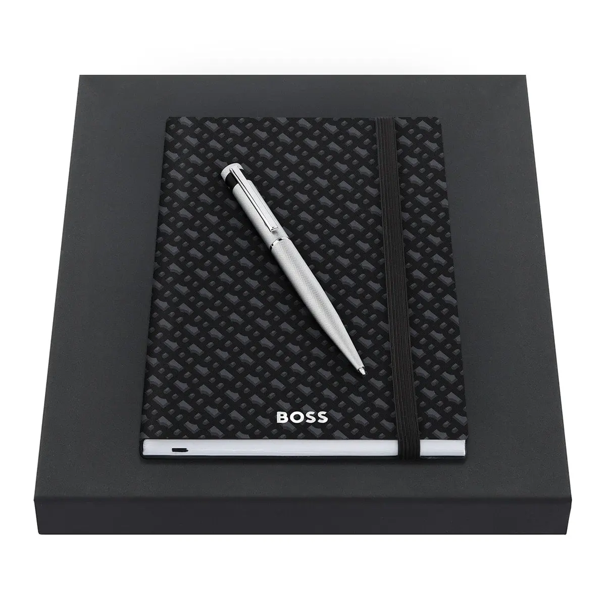 Hugo Boss Kugelschreiber, A5 Notizbuch Loop A5, Silber 1