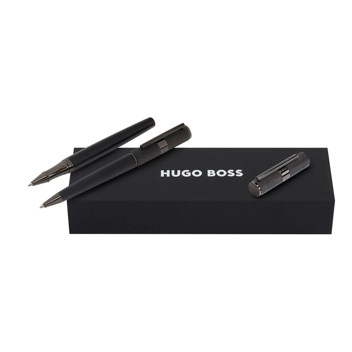 Hugo Boss Kugelschreiber, Tintenroller Beam Matt, Schwarz 1