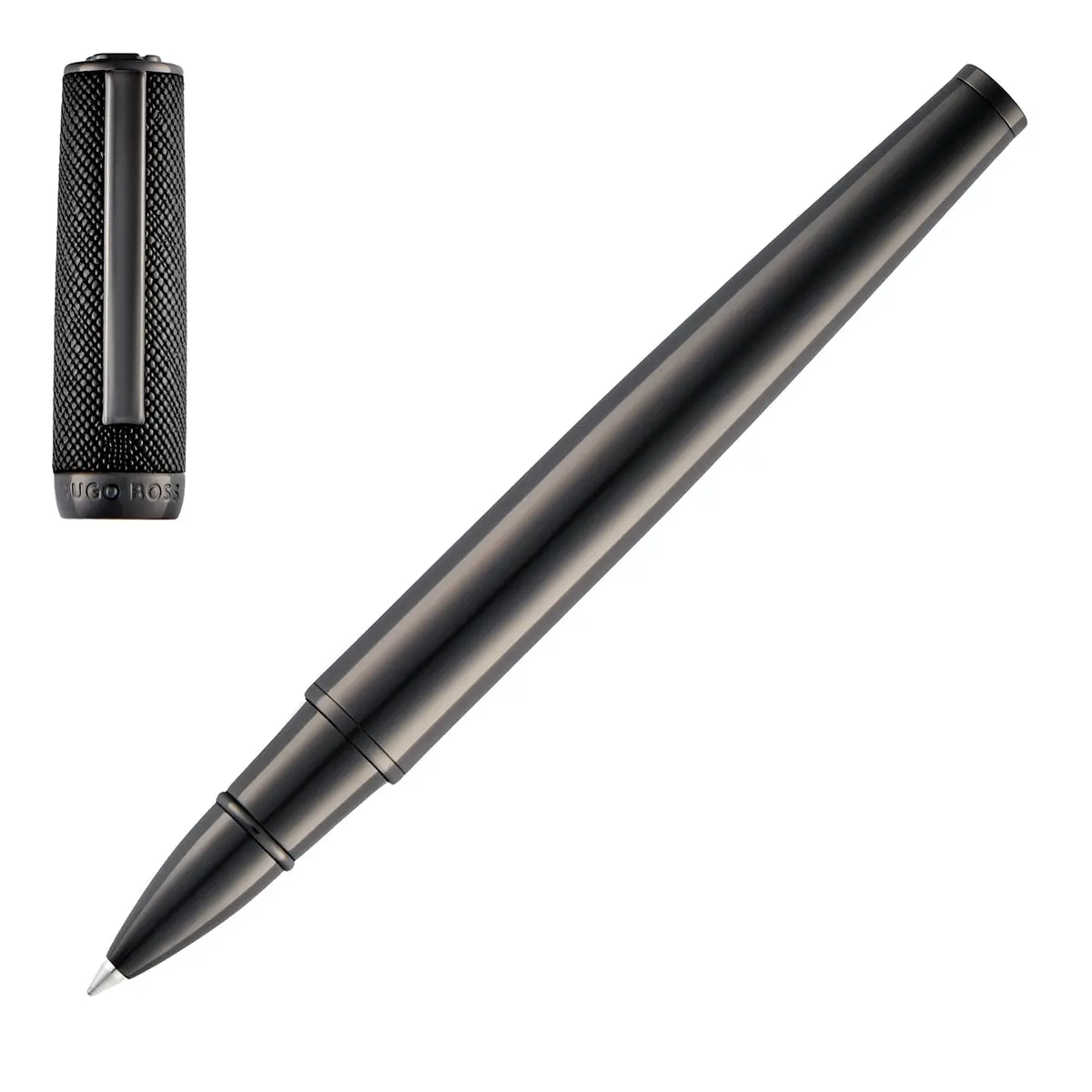 Hugo Boss Tintenroller Double B Saffiano, Gunmetal, Leder, Gunmetal 1