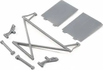 Losi Rear Tower Support X-Bar And Mud Guards: Rock Rey (Grey) 1